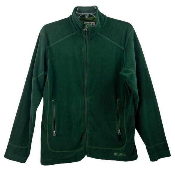 Double Diamond Mens Full Zip Jacket Size L Green Fleece Zipper Pockets - Picture 1 of 15